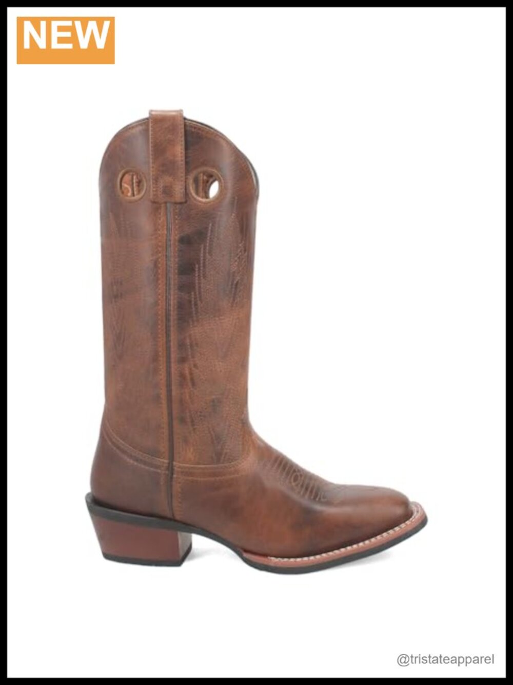 Laredo Sable Embroidered Square Toe Pull On Mid Calf Boots Low Heel